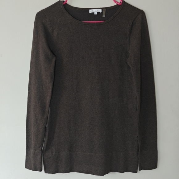 Minnie Rose Sz Small Brown Cotton Blend Soft Long Sleeve Sweatshirt  Crew Neck - Picture 2 of 6